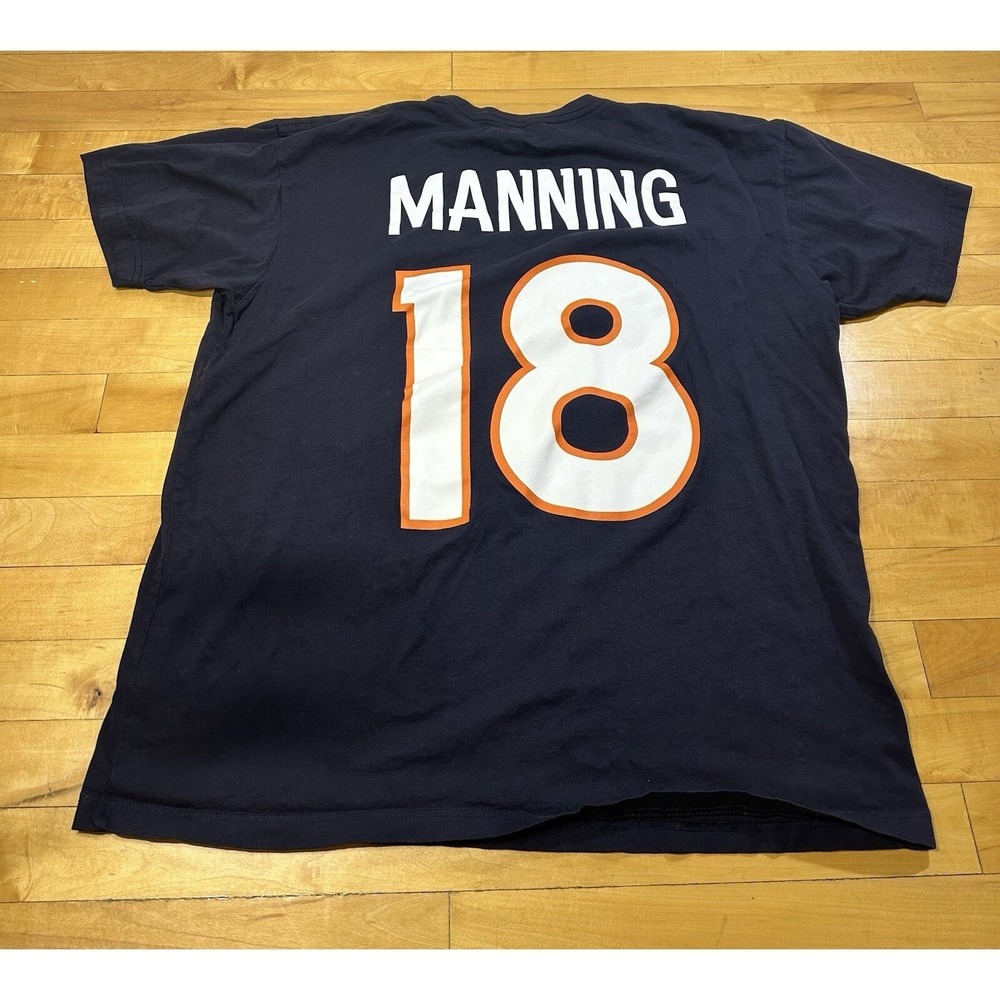Mitchell & Ness Denver Broncos Peyton Manning 18 Navy Blue T-Shirt Mens XL NFL - Picture 4 of 4